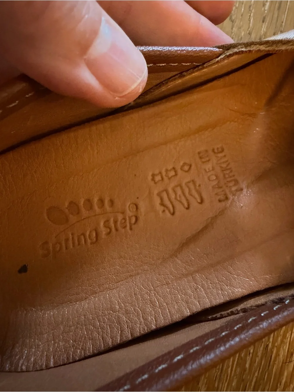 Spring Step Tan Perforated Leather Lace-Up Loafers used
